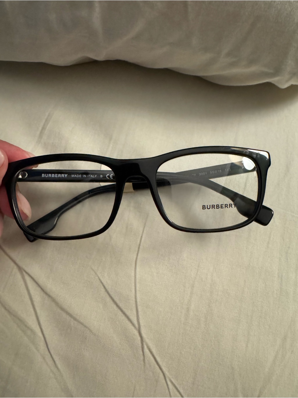 Burberry Black And Gold Signature Stripe Rectangular Glasses